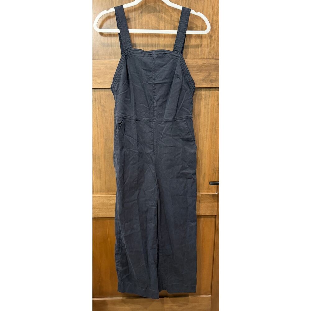 Dip Black Wide Leg Jumper Overalls Jumpsuit Women Size 4 Apron Neck Cotton Blend